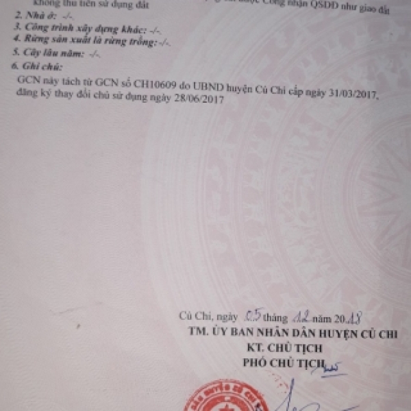 Bán 1000 m đất trồng cây lâu năm  Tân Thạnh Đông Củ chi