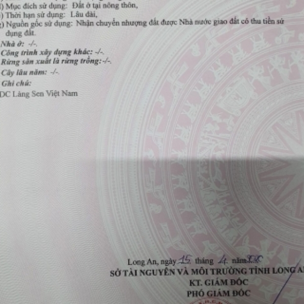 Bán 75 m  đất thổ cư sổ hồng riêng Đức  Hoà Long An