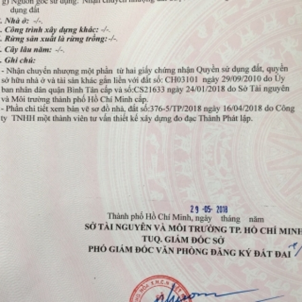 Bán đất ở 5*10  m  hẻm 7 m thông sổ  riêng  Bình Tân