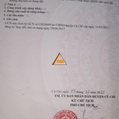 Bán 1000 m đất trồng cây lâu năm  Tân Thạnh Đông Củ chi